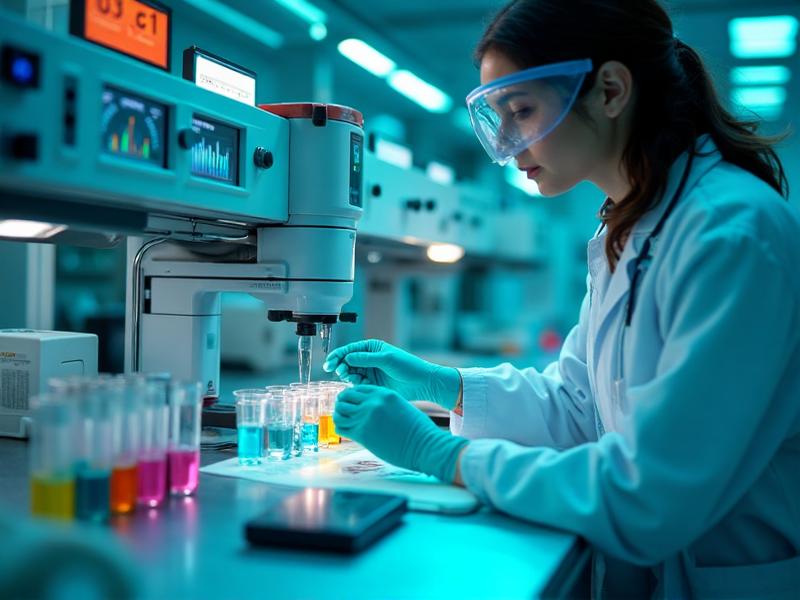 Biomarker testing laboratory with precision instruments